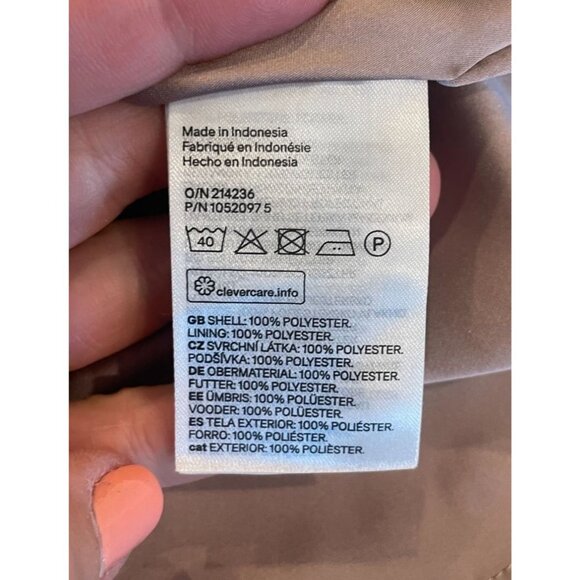 H&M Chiffon Drawstring Waist Dress Powder Beige M Knee-Length Short Wide Sleeves - Picture 11 of 14